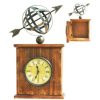 Ahşap Masa Üstü Saat - Metal Objeli Masa Süs Eşyası
