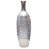 İşleme Motiflerle Süslü Metal Vazo Gümüş Modern Salon Aksesuarı