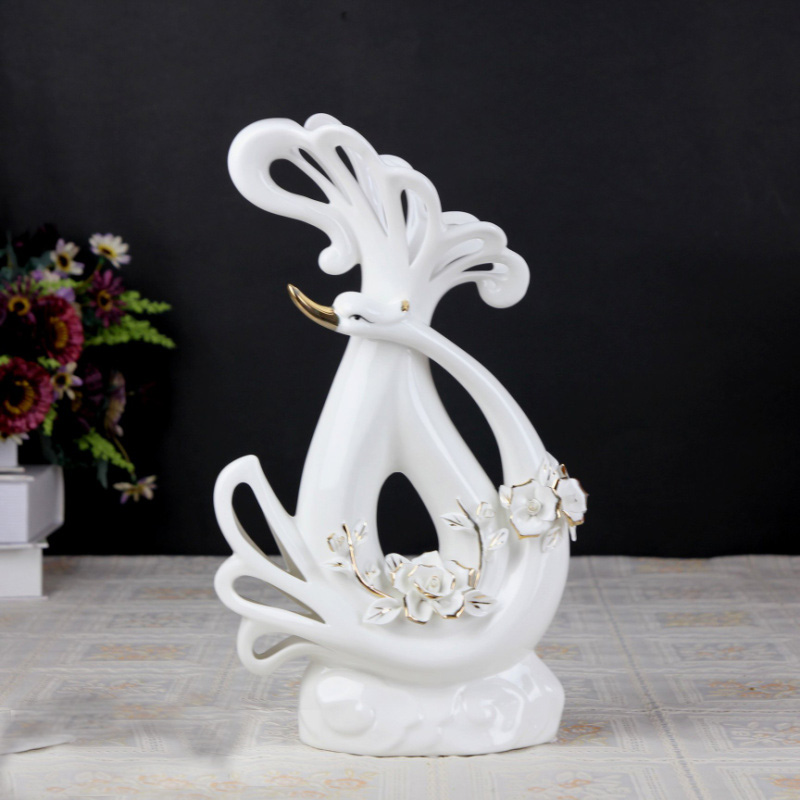 Beyaz Kuğu ve Çiçek Süslemeli Country Ev Aksesuarı Mim Aksesuar