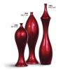 Koyu Kırmızı Üçlü Seramik Vazo Modern Salon Aksesuarları