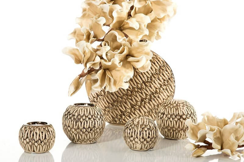 Orta Sehpa Dekorasyonu İçin Hasır Desenli Mumluk ve Vazolar