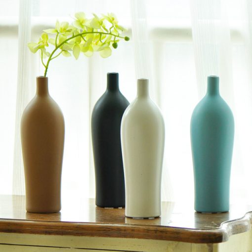 Uzun Vazo Seti Pastel Renk Salon Masa Üstü Süs Eşyası
