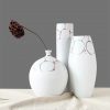 Geometrik Desenli Seramik Vazolar Mat Beyaz Ev Aksesuarı